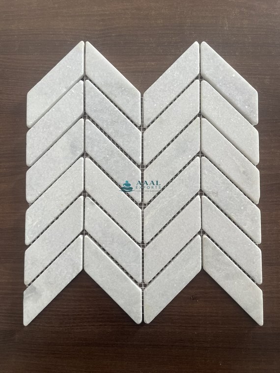White Marble Chevron Mosaic
