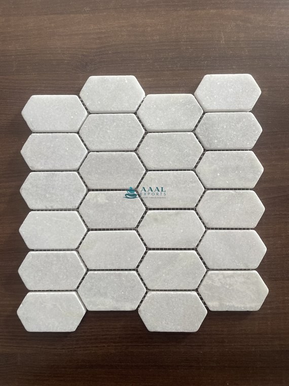 White Marble Elongated Hexagon Mosaic